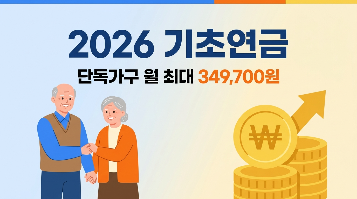 2026 기초연금 안내 - 단독가구 월 최대 349,700원 부부가구 559,520원