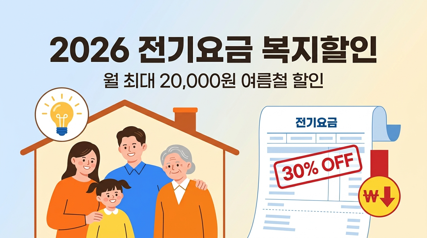 2026 전기요금 복지할인 안내 - 월 최대 20,000원 7가지 대상별 할인