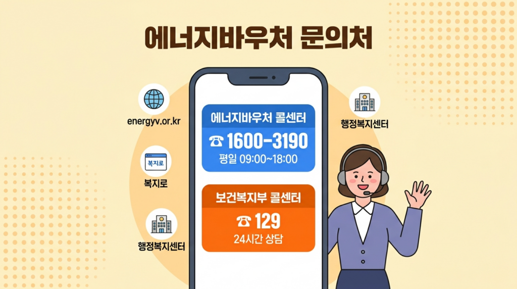 에너지바우처 문의처 - 콜센터 1600-3190 한국에너지공단