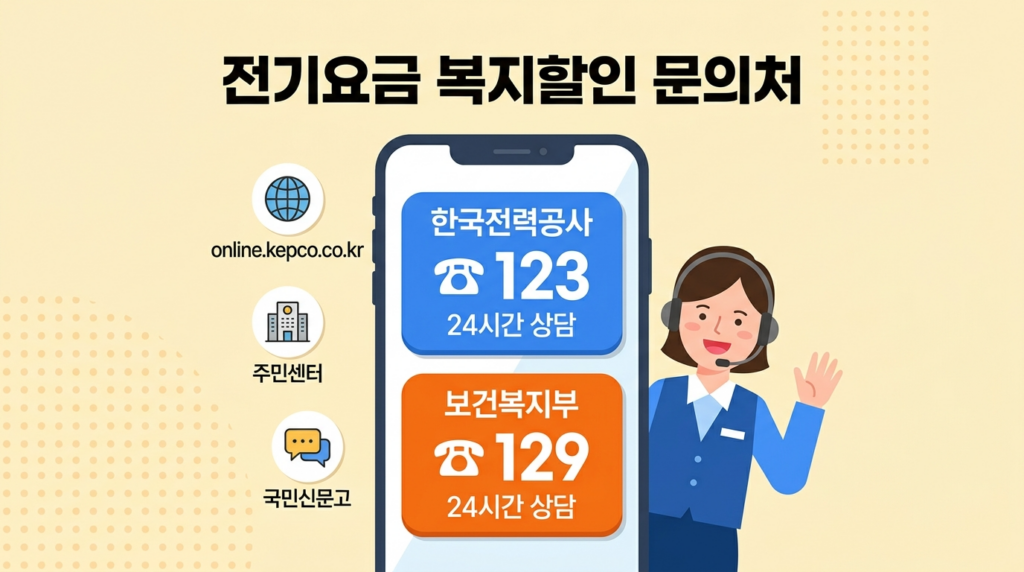 전기요금 복지할인 문의처 - 한국전력공사 고객센터 123 한전ON 사이트