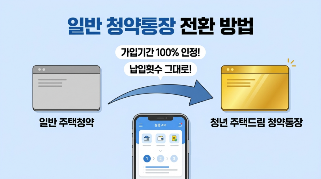 기존 주택청약종합저축에서 2026 청년 주택드림 청약통장 전환 방법