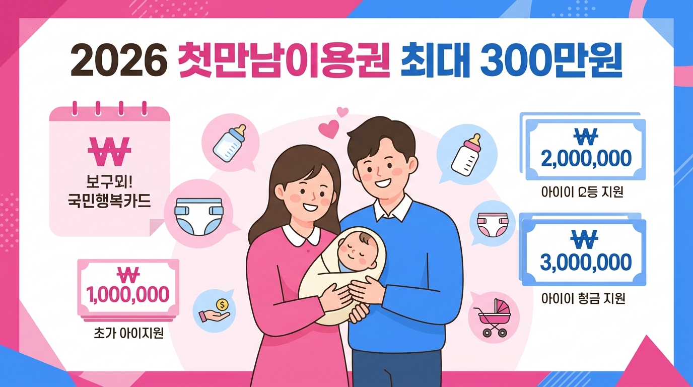 2026 첫만남이용권 안내 - 첫째 200만원 둘째 300만원 바우처