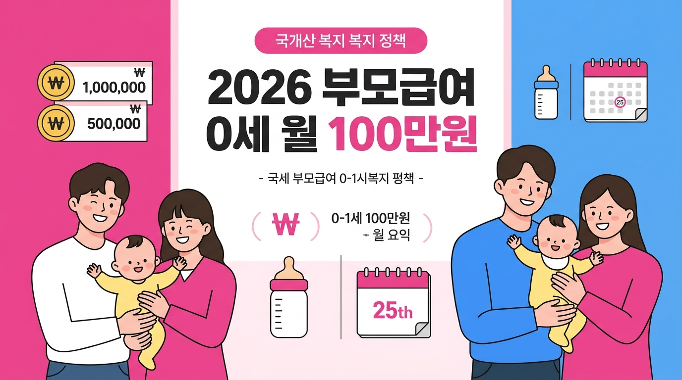 2026 부모급여 안내 - 0세 월 100만원 1세 월 50만원