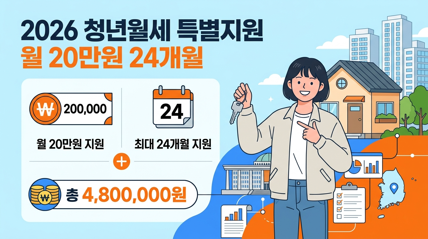 2026 청년월세 특별지원 안내 - 월 최대 20만원 24개월 총 480만원