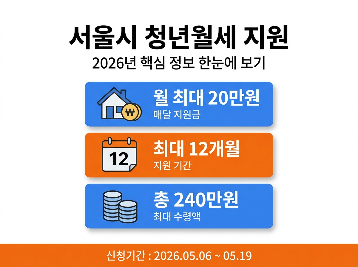 서울시 청년월세 지원 2026 월 20만원·최대 240만원 — 올해 접수 종료와 다음 공고