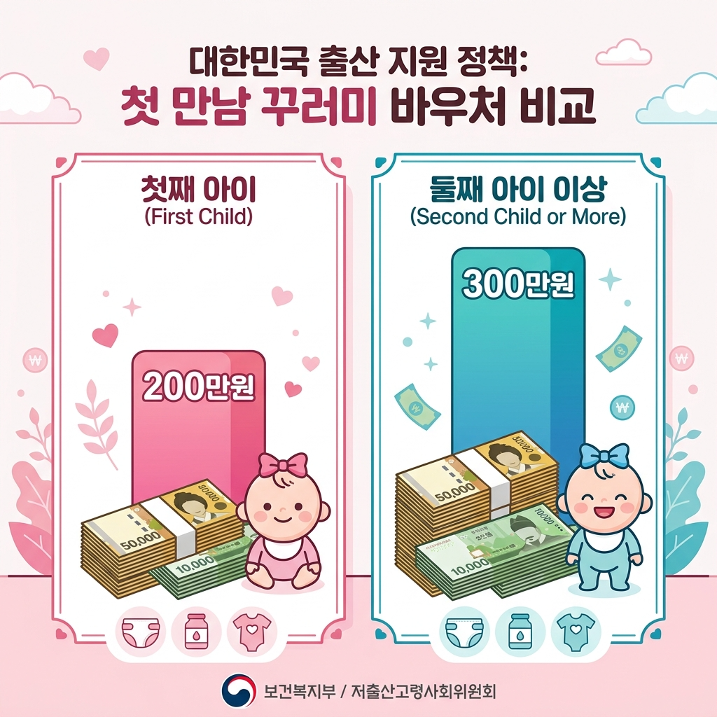 첫만남이용권 2026 지원금액 - 첫째 200만원 둘째 300만원