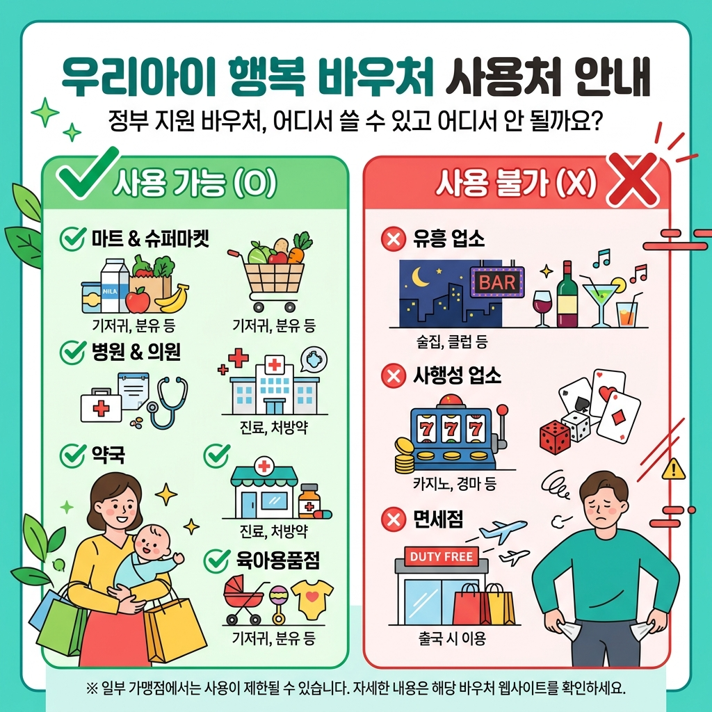 첫만남이용권 사용처 - 사용가능 업종과 사용불가 업종 안내