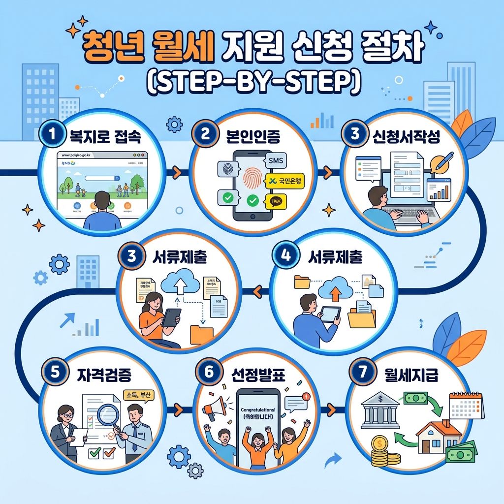 청년월세지원 복지로 온라인 신청 7단계 절차