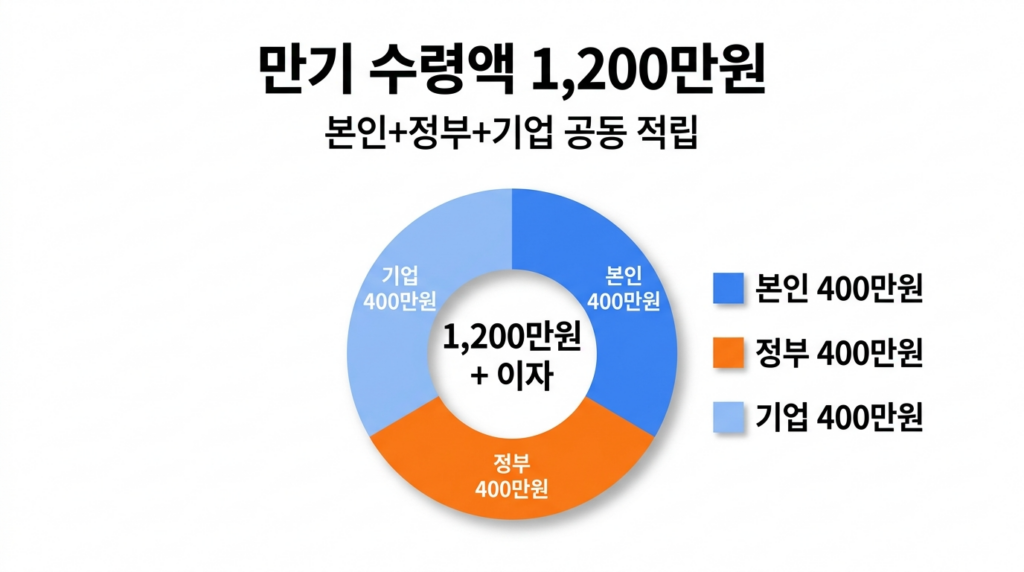 청년내일채움공제 만기 수령액 1200만원 구성 도넛 차트